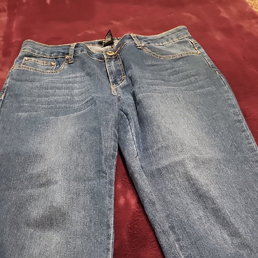 Baccini Blue Jeans with Colorful Embroidery - Picture 4 of 7